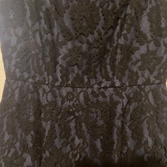 Lovely Navy Silk Black Lace Brooks Brothers Sleeveless Sheath Dress Size 6 - Picture 4 of 15